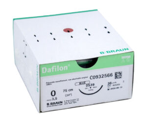 Sutura Dafilon 0, aguja DS30, hilo de 75 cm, no absorbible · Cirugía veterinaria