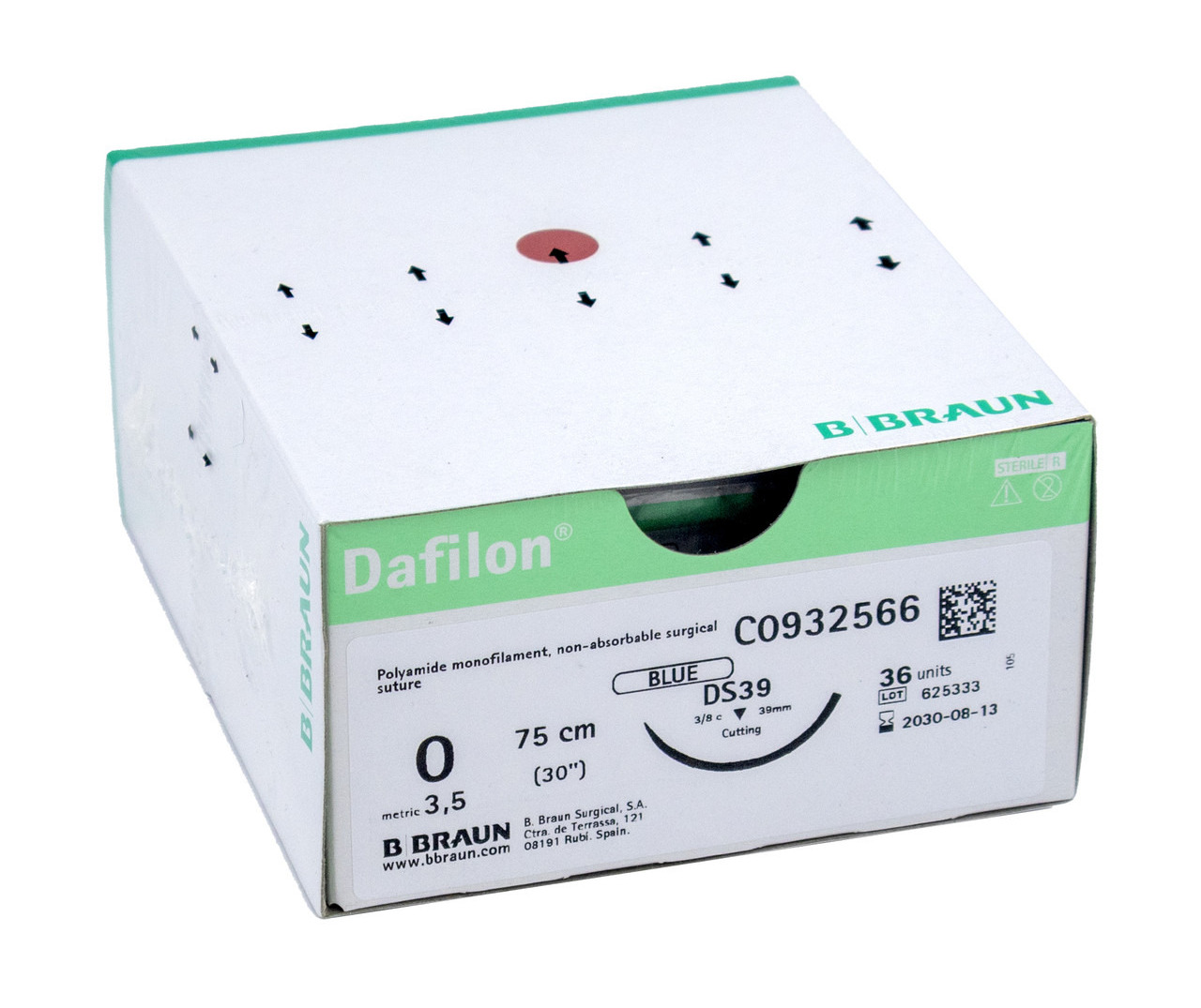 Sutura Dafilon 0, aguja DS30, hilo de 75 cm, no absorbible · Cirugía veterinaria