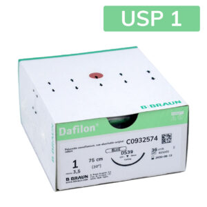 Sutura Dafilon 1 HS30, hilo de 75 cm con aguja