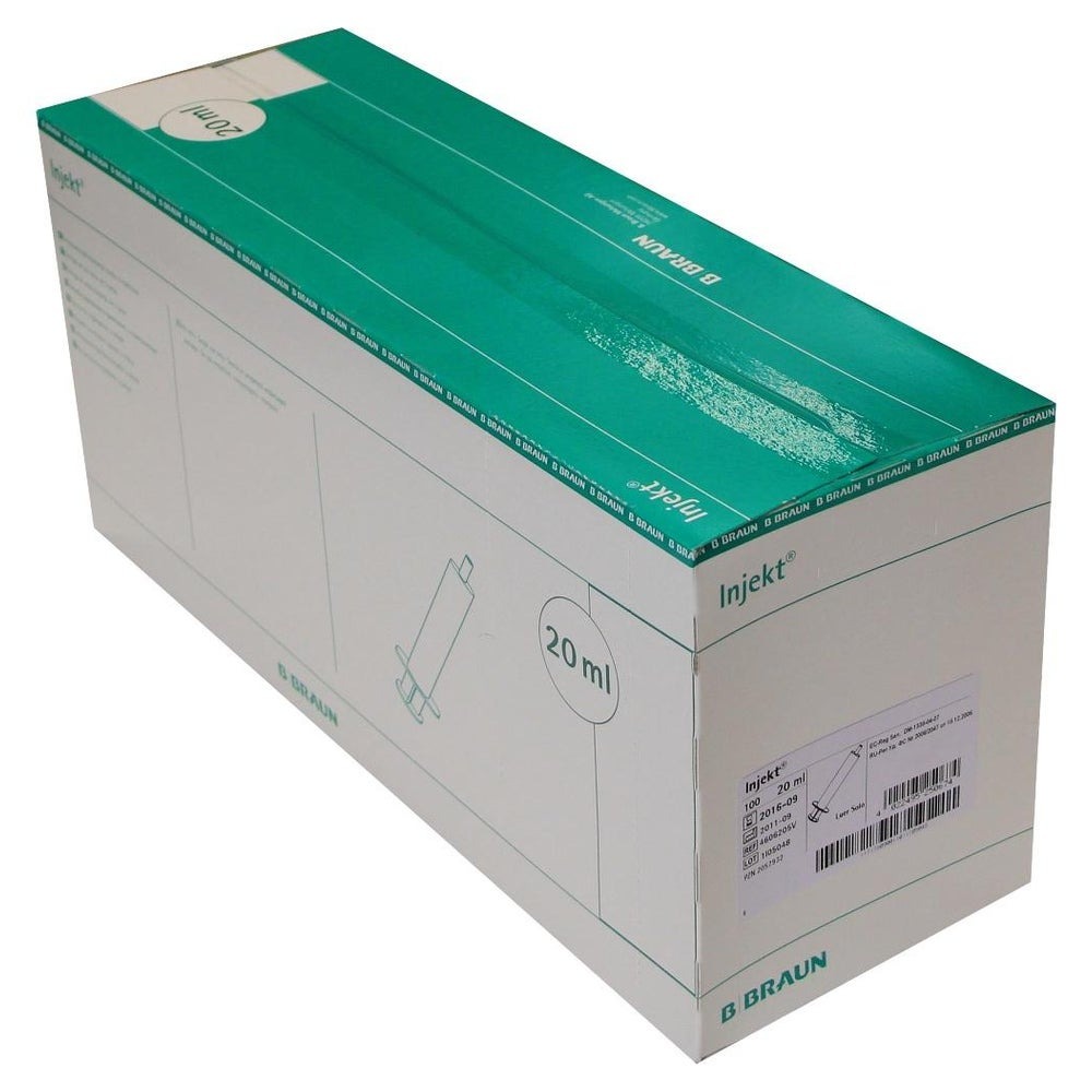 Jeringa Injekt 2 componentes 20 ml, caja de 100 uds · uso veterinario en caballos