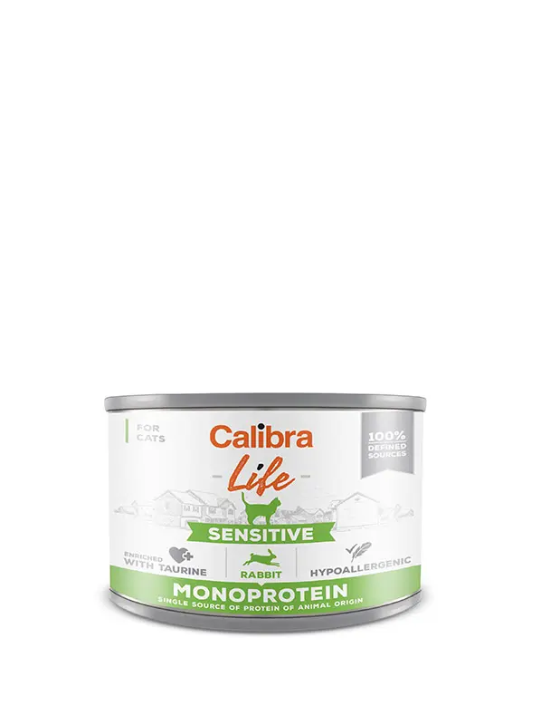 Calibra Cat Life Lata Sensitive Conejo 6x200gr - Comida Húmeda Saludable para Gatos